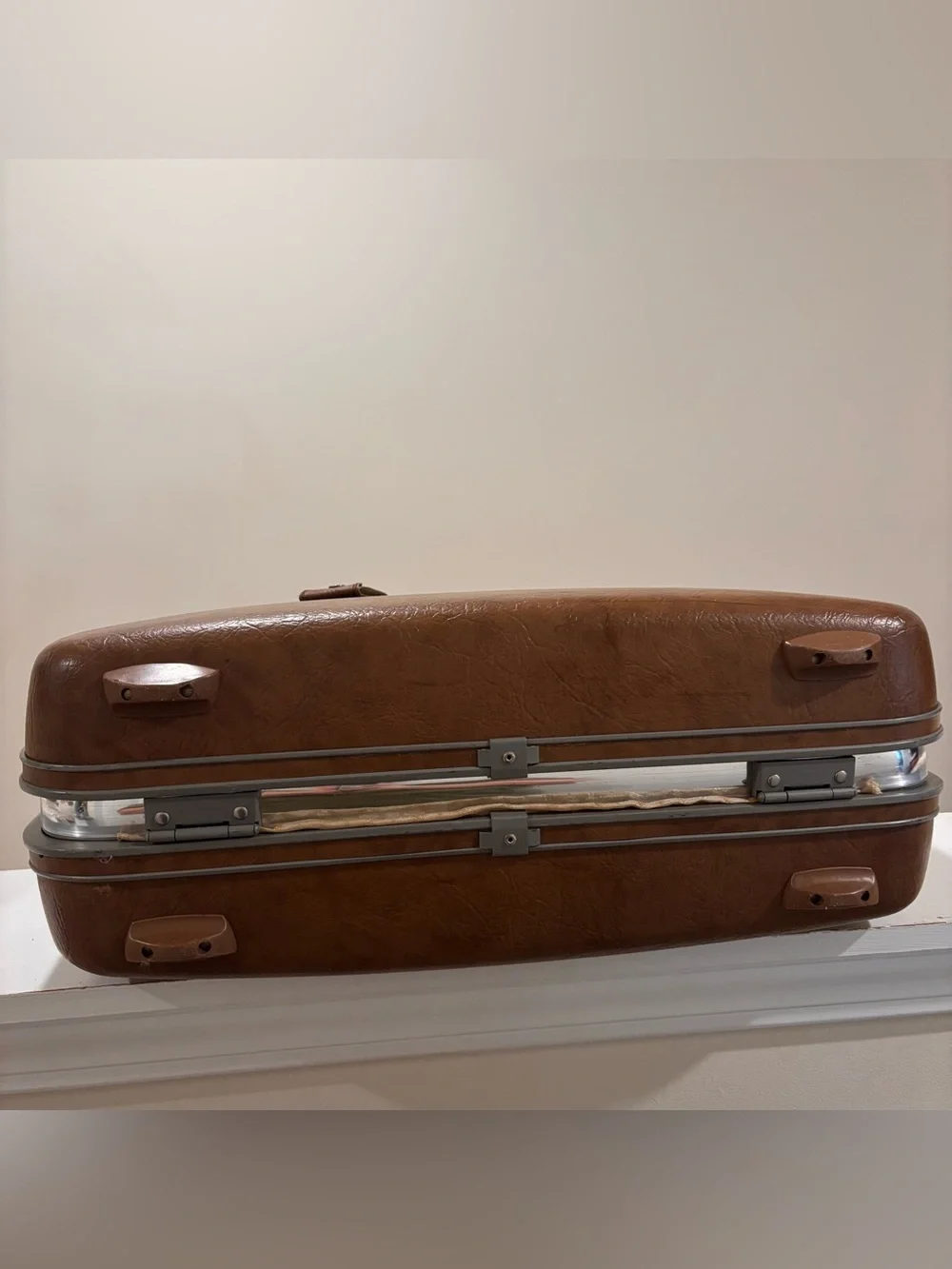 SAMSONITE HARD SHELL PLASTIC SUITCASE LUGGAGE RARE VINTAGE BROWN